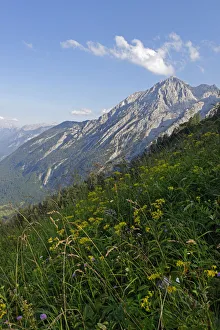 Route to Purtscheller House on Hohen Goll Mountain, with the Salzach Valley Route to Purtscheller House on Hohen Goll Mountain, with the Salzach Valley