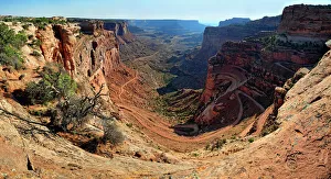 Rugged canyons of Shafer Canyon and the Shafer Trail Road, Island in the Sky plateau, Canyonlands National Park Rugged canyons of Shafer Canyon and the Shafer Trail Road, Island in the Sky plateau, Canyonlands National Park