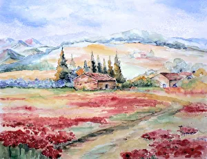 Rural scene in Provence, from imagination Rural scene in Provence, from imagination