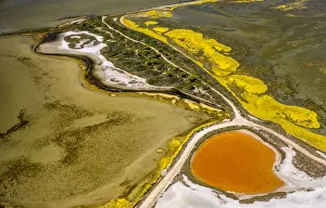 Salt patterns on the surface of salt marshes, brackish water area with colourful old Salt patterns on the surface of salt marshes, brackish water area with colourful old
