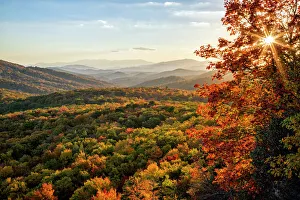 Scenic landscape in autumn from Beacon Heights, Appalachian Mountains, Blue Ridge Parkway, North Carolina, USA Scenic landscape in autumn from Beacon Heights, Appalachian Mountains, Blue Ridge Parkway, North Carolina, USA