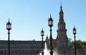 Sevilla View Print: Plaza of Spain South Tower Closeup