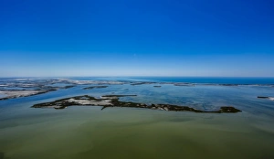 Shallow water island, Saintes-Maries-de-la-Mer, Camargue, Provence-Alpes-Cote dAzur Shallow water island, Saintes-Maries-de-la-Mer, Camargue, Provence-Alpes-Cote dAzur