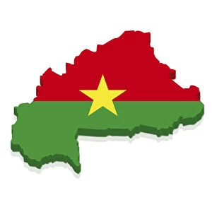 Maps Collection: Shape and national flag of Burkina Faso, 3D computer graphics