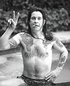 Ozzy Osbourne Print: Poolside in Beverly Hills, June 1987