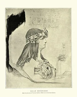 Sketch of the actress Sarah Bernhardt as Cleopatra Sketch of the actress Sarah Bernhardt as Cleopatra