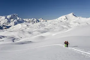 Ski mountaineers during the ascent of Mt Seekofel in the Fanes-Sennes-Prags Nature Park Ski mountaineers during the ascent of Mt Seekofel in the Fanes-Sennes-Prags Nature Park