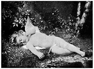 Sleeping Cupid by Leon Jean Basile Perrault - 19th Century Sleeping Cupid by Leon Jean Basile Perrault - 19th Century
