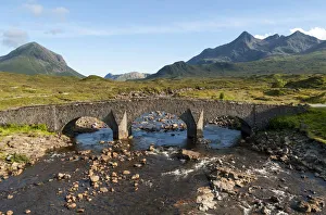 Sligachan Bridge with Marsco peak and Sgurr nan Gillean Mountain of Cuillin Range Sligachan Bridge with Marsco peak and Sgurr nan Gillean Mountain of Cuillin Range