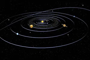 Solar system orbit diagram, digital illustration Solar system orbit diagram, digital illustration
