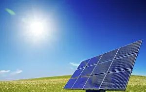 Prints of Solar panel with sun Images Dated 2011 March: Solar Panel Print with Sun