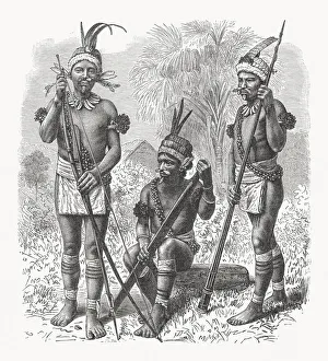 South American native people, wood engraving, published in 1897 South American native people, wood engraving, published in 1897