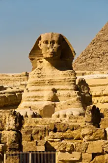 Desert Landscapes Africa Prints: Sphinx Front Corner Pyramid Empty