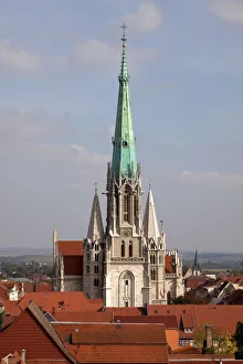 Spire of Marienkirche Church in Muhlhausen, Unstrut Hainich district, Thuringia, Germany Spire of Marienkirche Church in Muhlhausen, Unstrut Hainich district, Thuringia, Germany