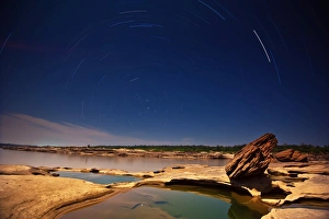 Star trail over Samphanbok Rocks, Ubon Rachathani Star trail over Samphanbok Rocks, Ubon Rachathani