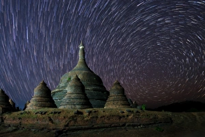 Star trails over Ratanabon Pagoda in Mrauk U, Rakhine State Star trails over Ratanabon Pagoda in Mrauk U, Rakhine State