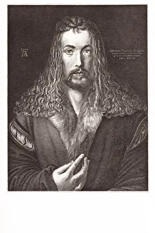 Steel engraving german painter Albrecht DAOErer 1860 Steel engraving german painter Albrecht DAOErer 1860