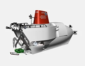 Submersible Alvin, silver body, control arms Submersible Alvin, silver body, control arms
