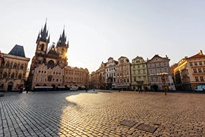 Sunbeam shining through the towers of Tyn Church at the Old Town Square, Prague Sunbeam shining through the towers of Tyn Church at the Old Town Square, Prague