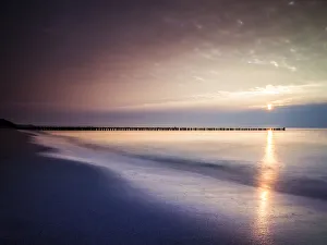 Sunset on the beach of Ahrenshoop, Fischland, Mecklenburg-Western Pomerania, Germany Sunset on the beach of Ahrenshoop, Fischland, Mecklenburg-Western Pomerania, Germany