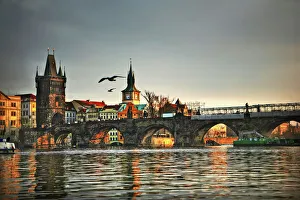 Sunset on Charles Bridge, Prague, Czech Republic Sunset on Charles Bridge, Prague, Czech Republic