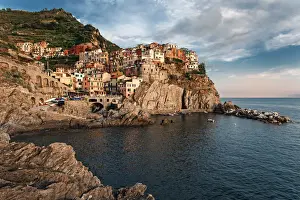 Cinque Terre Landscape Photography Prints: Sunset at Manarolas rocks