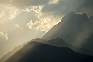 Atmospheric Evening Sky Photos Prints: Sunset over Mt Bettelwurf, Karwendel Range, Tyrol, Austria