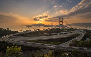Sunset view of Hong Hong at at Tsing ma bridge Sunset view of Hong Hong at at Tsing ma bridge