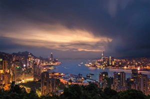 Sunset view of Hong Kong with cloud movement Sunset view of Hong Kong with cloud movement