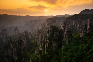 The sunset view of Zhangjiajie National Forest Park, Hunan, China The sunset view of Zhangjiajie National Forest Park, Hunan, China