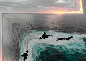 Surreal ocean view from aerial view bending the seascape creating stunning effect Surreal ocean view from aerial view bending the seascape creating stunning effect