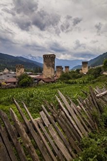 Svan towers in the town of Mestia. Georgia Svan towers in the town of Mestia. Georgia