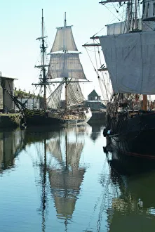Tall sailing ships in Charlestown harbor England Tall sailing ships in Charlestown harbor England