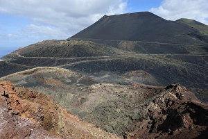 Teneguia volcano at front, San Antonio volcano at back, La Palma, Canary Islands, Spain Teneguia volcano at front, San Antonio volcano at back, La Palma, Canary Islands, Spain