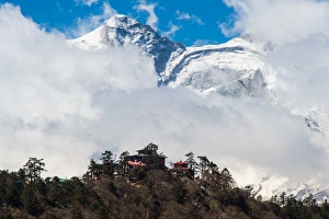 Tengboche Monastery with Kongde mountain background Tengboche Monastery with Kongde mountain background