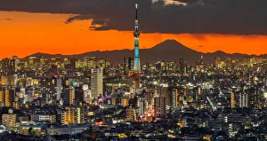 Tokyo cityscape with Mt. Fuji at a colorful sunset Tokyo cityscape with Mt. Fuji at a colorful sunset