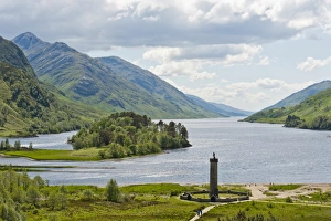 Tower, Glenfinnan Monument on the shore of Loch Shiel, Glenfinnan, Highlands, Scotland Tower, Glenfinnan Monument on the shore of Loch Shiel, Glenfinnan, Highlands, Scotland