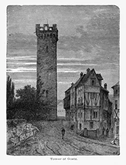 Tower of Goetz in Heilbronn, Germany Circa 1887 Tower of Goetz in Heilbronn, Germany Circa 1887