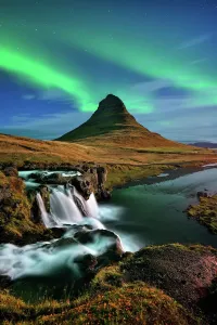 Prints of Kirkjufell is called church mountain Iceland Prints: Northern Lights above Kirkjufell Mountain Print