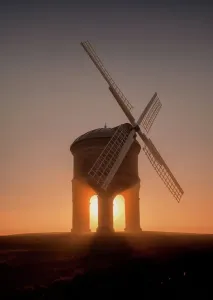 Prints of Chesterton Windmill, Warwickshire, UK. October 28, 2011. A silhouette of Chesterton Windmill sits on the horizon, illuminated red from the rising sun Warwickshire Prints: Chesterton Windmill Silhouette Print, Warwickshire, UK