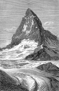 Matterhorn Print with Glacier, Swiss Alps Engraving