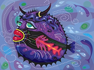 Tropical Blowfish Illustration with Humor Tropical Blowfish Illustration with Humor