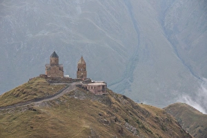 Tsminda Sameba near the Kazbegi-Gergeti village., Georgia Tsminda Sameba near the Kazbegi-Gergeti village., Georgia