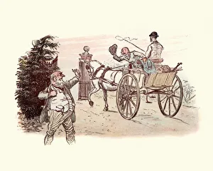 Victorian friends waving goodbye to each other Victorian friends waving goodbye to each other