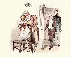 Victorian Girl kissing goodbye to her grandfather Victorian Girl kissing goodbye to her grandfather