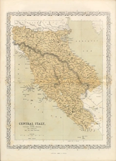 Victorian Map of Central Italy, Circa 1865 Victorian Map of Central Italy, Circa 1865