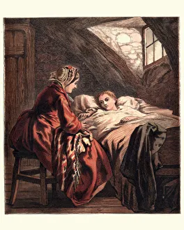 Victorian mother caring for her sick child, 1870 Victorian mother caring for her sick child, 1870
