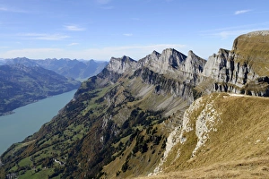 View from Chaeserrugg Mountain towards the Kurfirsten Mountains and Lake Walen, Wattwil View from Chaeserrugg Mountain towards the Kurfirsten Mountains and Lake Walen, Wattwil