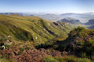 A view over the Drakensberg mountain range from an elevated point. Golden Gate National Park, Drakensberg mountains A view over the Drakensberg mountain range from an elevated point. Golden Gate National Park, Drakensberg mountains