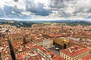Capital Cities Travel Destinations Prints: View over Florence with storm clouds